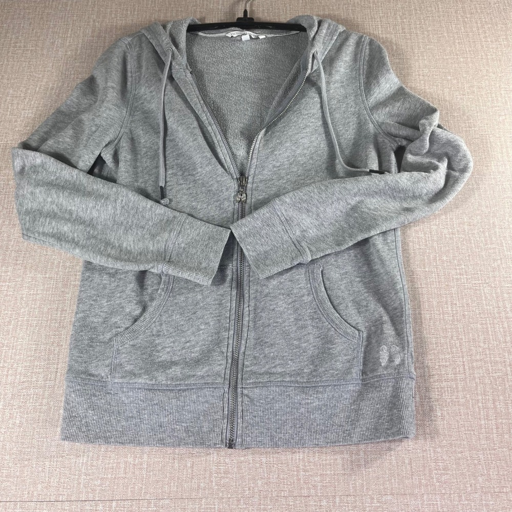 Victorias Secret Sequin Angel Wings Zip Up Hoodie Gray XS Silver Wing Zipper